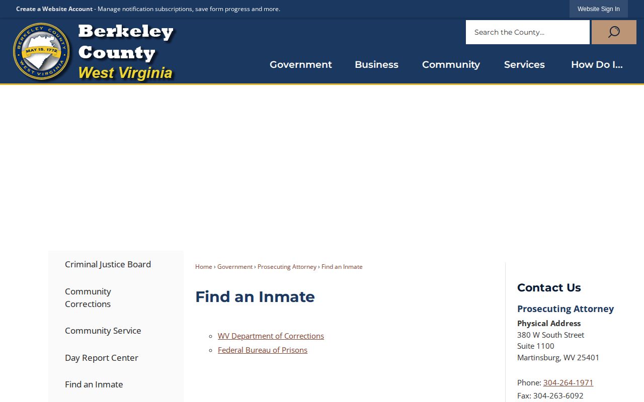 Berkeley County released inmate referral page