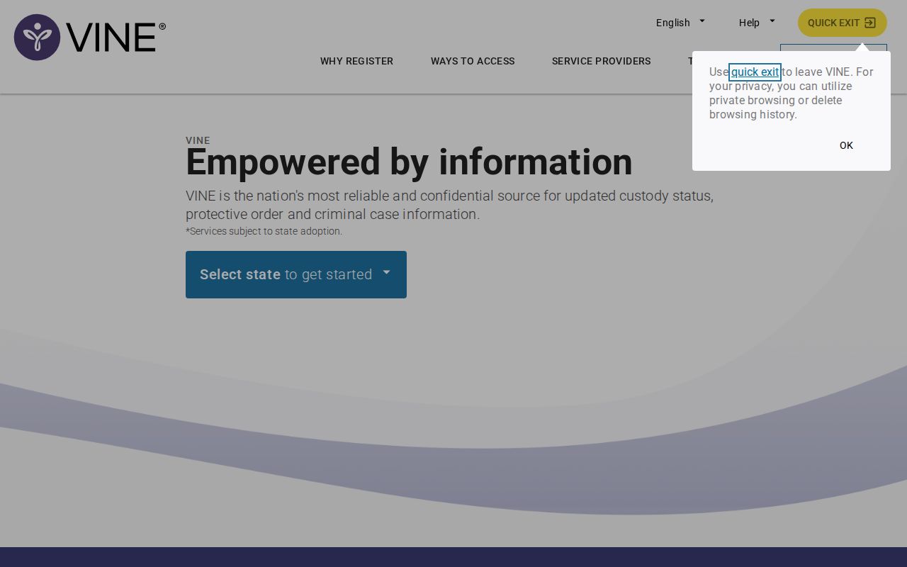 Berkeley County release search and notification interface on VINELink West Virginia